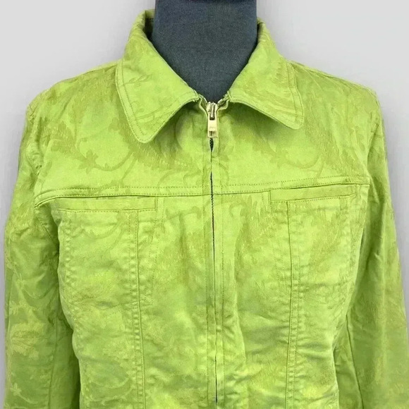 JONES NEW YORK Signature ladies medium lime zippered jacket textured print - Picture 5 of 12